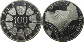 RDR – Habsburg – Österreich, REPUBLIK ÖSTERREICH. Festspiel- und Kongresshaus Bregenz. 100 Schilling 1979. 24,0 g. 0.640 Silber. 0.49 OZ. KM 2945. Pol...
