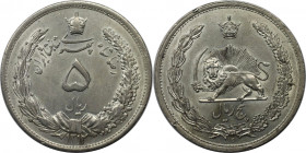 Weltmünzen und Medaillen, Iran. Reza Shah Pahlavi. 5 Rials 1933 (SH 1312). Silber. KM 1131. Stempelglanz