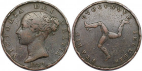 Weltmünzen und Medaillen, Isle of Man. Victoria. 1/2 Penny 1839. Bank Half Penny / Triskelion. Kupfer. KM 13. Sehr schön