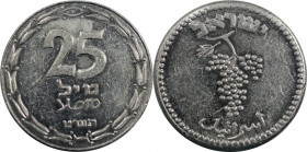 Weltmünzen und Medaillen, Israel. Weintrauben - 1. Münze des Staates Israel. 25 Mils 1949. Aluminium. KM 8. Sehr schön