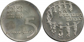 Weltmünzen und Medaillen, Israel. 11. Jahrestag Eingliederung der Exilanten. 5 Lirot 1959. 25,0 g. 0.900 Silber. 0.72 OZ. KM 23. Polierte Platte