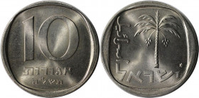 Weltmünzen und Medaillen, Israel. 10 Agorot 1975. KM 26. Stempelglanz