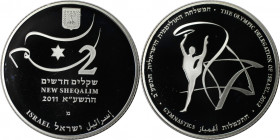 Weltmünzen und Medaillen, Israel. Gymnastics Olympische Delegation für London 2012. 2 New Sheqalim 2011. 28,80 g. 0.925 Silber. 0.86 OZ. KM 485. PCGS ...
