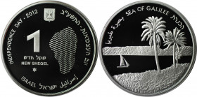 Weltmünzen und Medaillen, Israel. See von Galiläa - Hintergrund Golanhöhen. 1 New Sheqel 2012. 14,40 g. 0.925 Silber. 0.43 OZ. Proof Like.