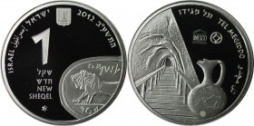 Weltmünzen und Medaillen, Israel. Tel Megiddo - Unesco Weltkulturerbe. 1 New Sheqel 2012. 14,40 g. 0.925 Silber. 0.43 OZ. KM 492. Proof Like. Auflage ...