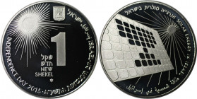 Weltmünzen und Medaillen, Israel. 67. Jahrestag - Solarenergie. 1 New Sheqel 2015. 14,40 g. 0.925 Silber. 0.43 OZ. KM 539. Proof Like