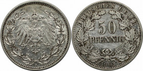 Deutsche Münzen und Medaillen ab 1871, REICHSKLEINMÜNZEN. 50 Pfennig 1903 A. Silber. Jaeger 15. Sehr Schön-Vorzüglich.