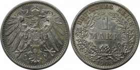 Deutsche Münzen und Medaillen ab 1871, REICHSKLEINMÜNZEN. 1 Mark 1908 E. Silber. Jaeger 17. Vorzüglich