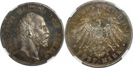 Deutsche Münzen und Medaillen ab 1871, REICHSSILBERMÜNZEN, Anhalt. Friedrich I. (1871-1904). 5 Mark 1896 A. Silber. Jaeger 21. NGC AU-58