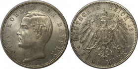 Deutsche Münzen und Medaillen ab 1871, REICHSSILBERMÜNZEN, Bayern. Otto (1886-1913). 5 Mark 1913 D. Silber. Jaeger 46. Stempelglanz. Patina.