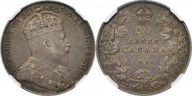 Weltmünzen und Medaillen, Kanada / Canada. Edward VII. (1901-1910). 50 Cents 1910. 11,66 g. 0.925 Silber. 0.35 OZ. KM 12a. NGC XF-45