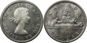 Weltmünzen und Medaillen, Kanada / Canada. Kanu. 1 Dollar 1960. 23,33 g. 0.800 Silber. 0.6 OZ. KM 54. Fast Stempelglanz