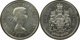 Weltmünzen und Medaillen, Kanada / Canada. Elizabeth II. 50 Cents 1960. 11,66 g. 0.800 Silber. 0.3 OZ. KM 56. Stempelglanz