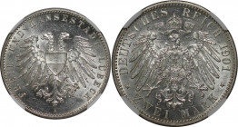 Deutsche Münzen und Medaillen ab 1871, REICHSSILBERMÜNZEN, Lübeck. 2 Mark 1901 A. Silber. Jaeger 80. NGC MS-63