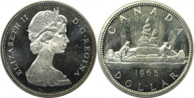 Weltmünzen und Medaillen, Kanada / Canada. Kanu. 1 Dollar 1965. 23,33 g. 0.800 Silber. 0.6 OZ. KM 64.1. Stempelglanz