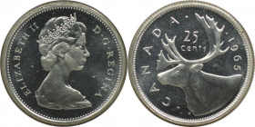 Weltmünzen und Medaillen, Kanada / Canada. 25 Cents 1965. 5,8 g. 0.800 Silber. 0.15 OZ. KM 62. Stempelglanz
