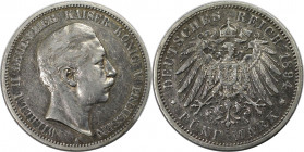 Deutsche Münzen und Medaillen ab 1871, REICHSSILBERMÜNZEN, Preußen. Wilhelm II. (1888-1918). 5 Mark 1894 A. Silber. Jaeger 104. Sehr Schön. Kratzer...