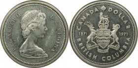 Weltmünzen und Medaillen, Kanada / Canada. "British Columbia". 1 Dollar 1971. 23,33 g. 0.500 Silber. 0.38 OZ. KM 80. Stempelglanz
