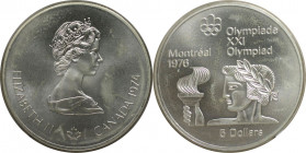 Weltmünzen und Medaillen, Kanada / Canada. Olympiade Montreal, Fackel. 5 Dollars 1974. 24,30 g. 0,925 Silber. 0.72 OZ. KM 90 Stempelglanz