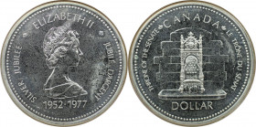 Weltmünzen und Medaillen, Kanada / Canada. 25. Jahrestag Thronbesteigung. 1 Dollar 1977. 23,33 g. 0.500 Silber. 0.38 OZ. KM 118. Stempelglanz
