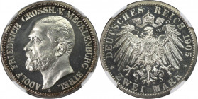 Deutsche Münzen und Medaillen ab 1871, REICHSSILBERMÜNZEN, Mecklenburg-Strelitz. Adolf Friedrich V. (1904-1914). 2 Mark 1905 A, Berlin. Silber. 11.11 ...