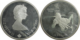 Weltmünzen und Medaillen, Kanada / Canada. XV. Olympische Winterspiele, Calgary 1988 - Biathlon. 20 Dollars 1986. 33,63 g. 0.925 Silber. 1 OZ. KM 147....