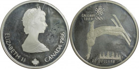 Weltmünzen und Medaillen, Kanada / Canada. XV. Olympische Winterspiele, Calgary 1988 - Trick-Ski. 20 Dollars 1986. 33,63 g. 0.925 Silber. 1 OZ. KM 151...