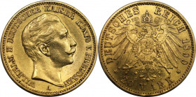 Deutsche Münzen und Medaillen ab 1871, REICHSGOLDMÜNZEN, Preußen, Wilhelm II. (1888-1918). 20 Mark 1899 A. Gold. KM 521. Jaeger 252. Vorzüglich