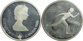 Weltmünzen und Medaillen, Kanada / Canada. XV. Olympische Winterspiele, Calgary 1988 - Langlauf. 20 Dollars 1986. 33,63 g. 0.925 Silber. 1 OZ. KM 150....