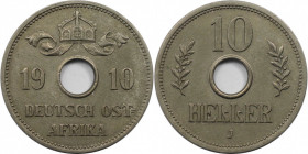 Deutsche Münzen und Medaillen ab 1871, DEUTSCHE KOLONIEN. Deutsch Ostafrika. 10 Heller 1910 J. Jaeger 719. Vorzüglich-Stempelglanz