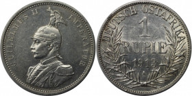Deutsche Münzen und Medaillen ab 1871, DEUTSCHE KOLONIEN. Deutsch Ostafrika. Wilhelm II. (1888-1918). 1 Rupie 1913 A. Silber. Jaeger 722. Vorzüglich
