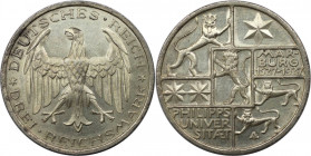 Deutsche Münzen und Medaillen ab 1871, WEIMARER REPUBLIK. 3 Reichsmark 1927 A, 400 Jahre Philipps-Universität Marburg. Silber. Jaeger 330. Vorzüglich-...
