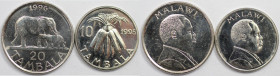 Weltmünzen und Medaillen, Malawi, Lots und Sammlungen. 10 Tambala 1995 (KM 27), 20 Tambala 1996 (KM 29). Lot von 2 Münzen. Stempelglanz