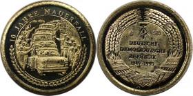Deutsche Münzen und Medaillen ab 1945, BUNDESREPUBLIK DEUTSCHLAND. 10 Jahre Mauerfal. Medaille 2000. 0.585 Gold. 0,5 g. Polierte Platte