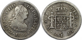 Weltmünzen und Medaillen, Mexiko / Mexico. Carlos IV. 1/2 Real 1800 FM. Silber. 1,61 g. KM 72. Sehr schön