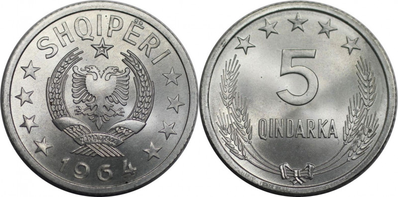 Europäische Münzen und Medaillen, Albanien / Albania. 5 Qindarka 1964. Aluminium...