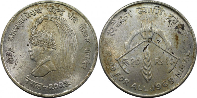 Weltmünzen und Medaillen, Nepal. Mahendra Bir Bikram. F.A.O.10 Rupees 1968. 15,6...