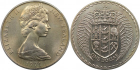 Weltmünzen und Medaillen, Neuseeland / New Zealand. Elizabeth II. 1 Dollar 1971. Kupfer-Nickel. KM 38.2. Stempelglanz