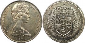 Weltmünzen und Medaillen, Neuseeland / New Zealand. Elizabeth II. 1 Dollar 1976. Kupfer-Nickel. KM 38.2. Stempelglanz