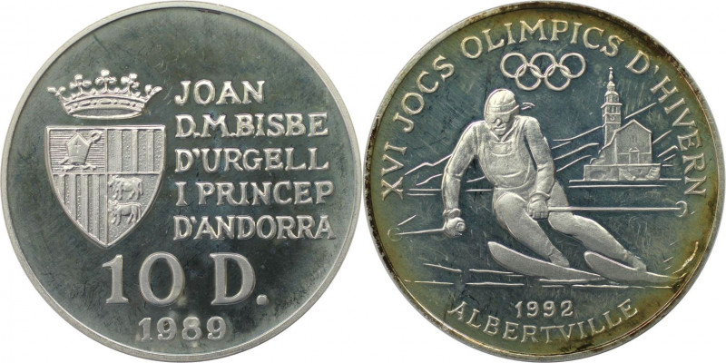Europäische Münzen und Medaillen, Andorra. "Olympiade Albertville 1992". 10 Dine...