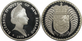 Weltmünzen und Medaillen, Neuseeland / New Zealand. Elizabeth II. 1 Dollar 1979. 27,22 g. 0.925 Silber. 0.81 OZ. KM 48a. Polierte Platte