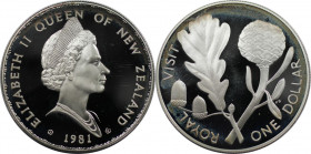 Weltmünzen und Medaillen, Neuseeland / New Zealand. Königlicher Besuch. 1 Dollar 1981. 27,22 g. 0.925 Silber. 0.81 OZ. KM 50a. Polierte Platte