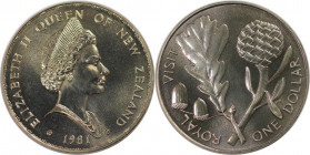 Weltmünzen und Medaillen, Neuseeland / New Zealand. Königlicher Besuch. 1 Dollar 1981. Kupfer-Nickel. KM 50. Stempelglanz