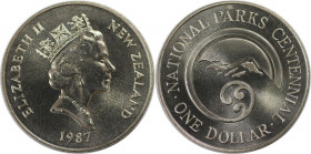 Weltmünzen und Medaillen, Neuseeland / New Zealand. Nationalparks Centennial. 1 Dollar 1987. Kupfer-Nickel. KM 65. Stempelglanz