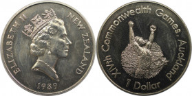 Weltmünzen und Medaillen, Neuseeland / New Zealand. XIV. Commonwealth Games, 1990 - Läufer. 1 Dollar 1989. Kupfer-Nickel. KM 67. Stempelglanz