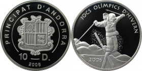 Europäische Münzen und Medaillen, Andorra. XX. Olympische Winterspiele, Turin - Freistil. 10 Diners 2005. 28,80 g. 0.925 Silber. 0.86 OZ. KM 215. Poli...