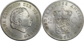 Weltmünzen und Medaillen, Niederländische Antillen / Netherlands Antilles. Juliana (1948-1980). 2 1/2 Gulden 1964. 25,0 g. 0.720 Silber. 0.58 OZ. KM 7...