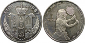 Weltmünzen und Medaillen, Niue. Olympische Spiele 1988 in Seoul - Steffi Graf. 5 Dollars 1987. Kupfer-Nickel. KM 5. Stempelglanz