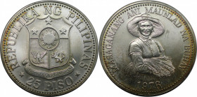 Weltmünzen und Medaillen, Philippinen / Philippines. F.A.O. 25 Piso 1976. 25,0 g. 0.500 Silber. 0.4 OZ. KM 214. Stempelglanz