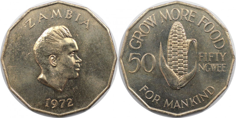 Weltmünzen und Medaillen, Sambia / Zambia. Serie: F.A.O. 50 Ngwee 1972. Kupfer-N...
